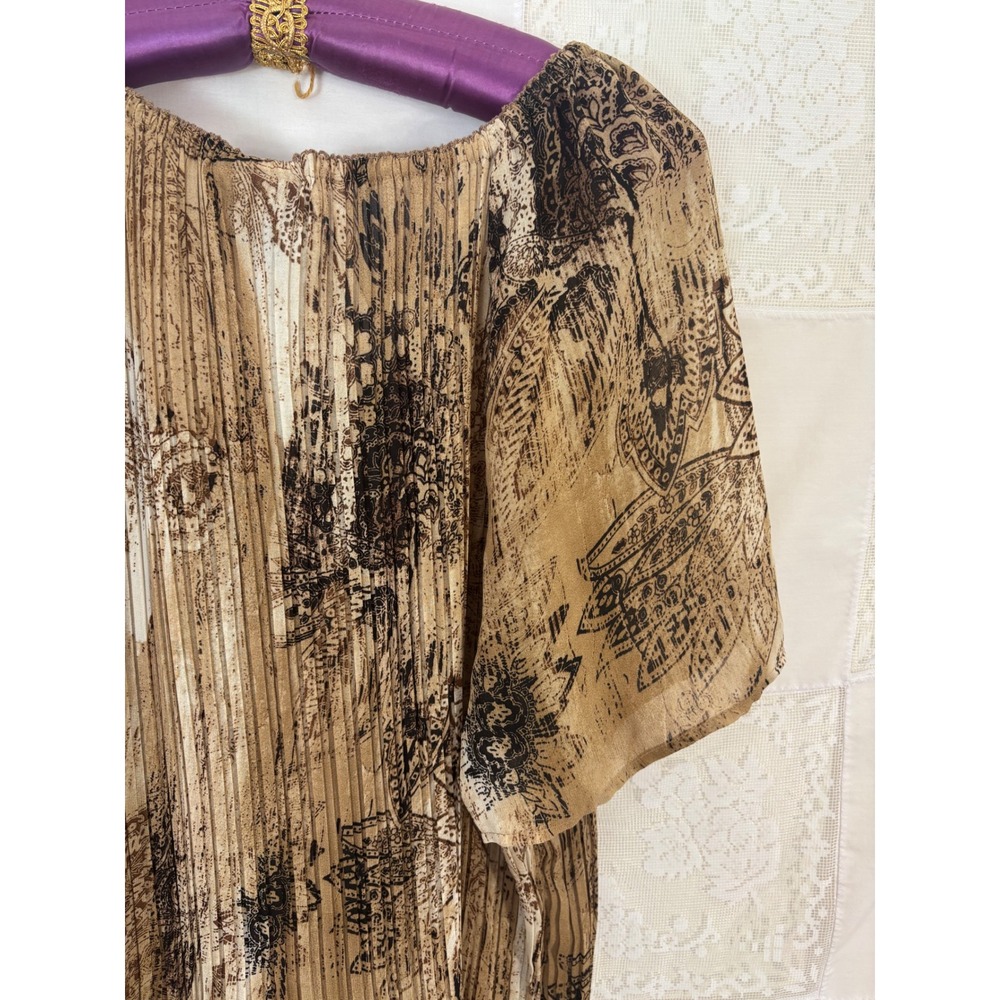 Brown Earth Tone Boho Western Whimsy Button Front Flowy Blouse Size 3X - Picture 6 of 16
